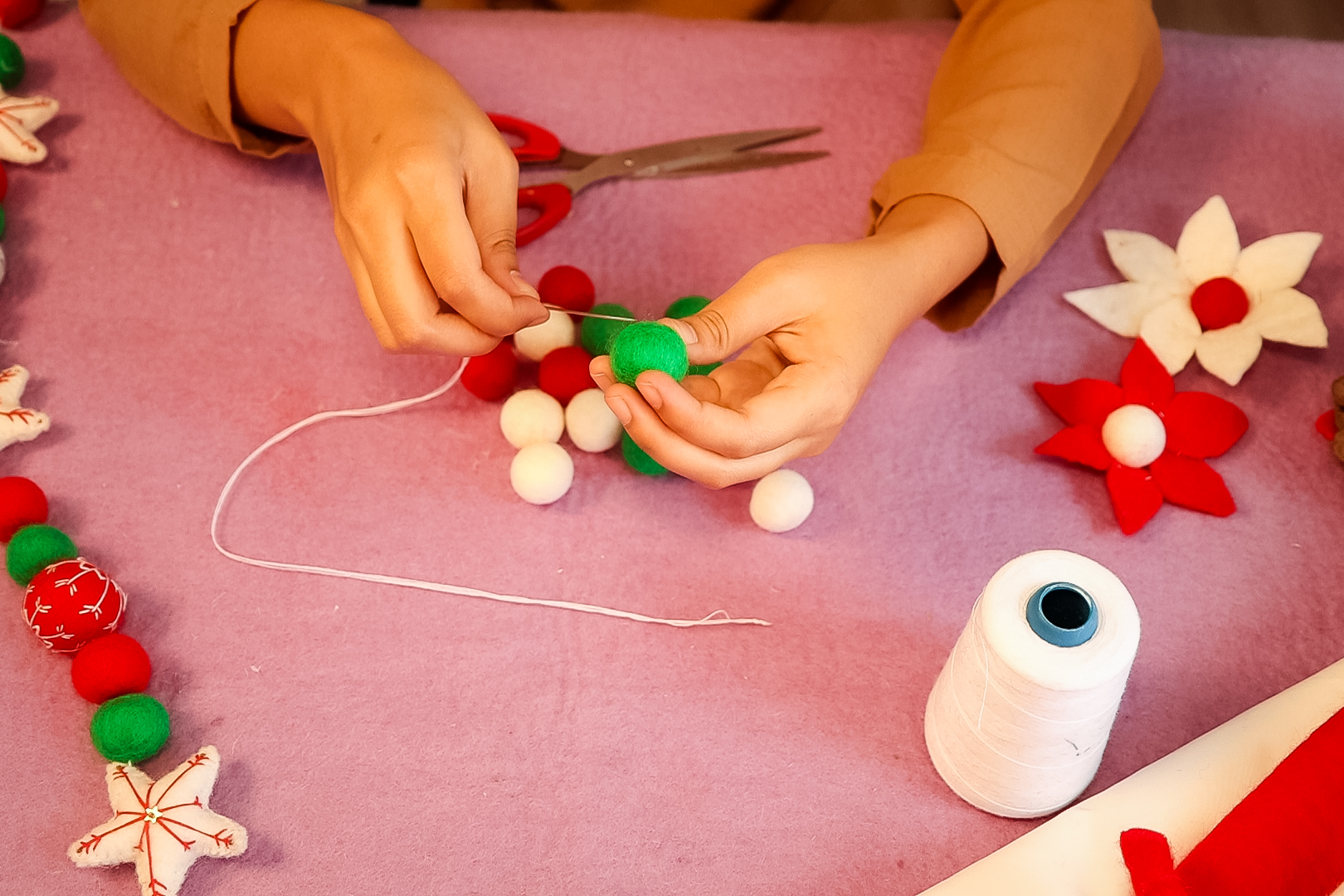 felt ball garlands